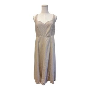 old navy beige linen dress Square-Neck Linen-Blend Mini Dress